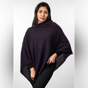 Koru New Elegant Deep Purple Women's Poncho Scarf in lambswool possum silk blend